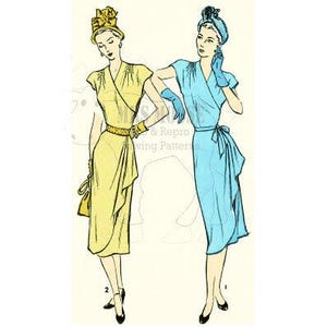 Modèle de couture de robe drapée rockabilly des années 1950 - reproduction graduée vintage BUSTE 34-40" TAILLE 28-34" HIPS 37-43" #47