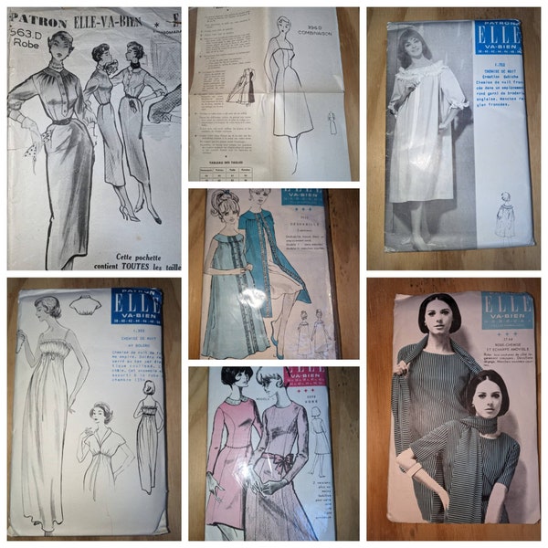 Patron Elle-Va-Bien French Vintage Sewing Patterns from 1950's & 1960's  - some unused - Sizes from 34-52 - French instructions #21