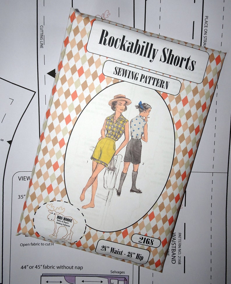 Repro vintage ROCKABILLY SHORTS sewing pattern paper copy 28waist 11 image 1