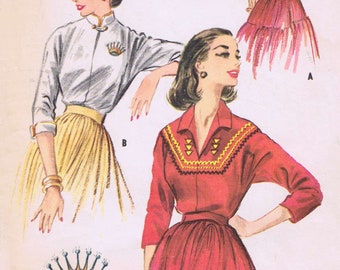 THUNDERBIRD Rockabilly PATIO Ric-Rak pullover blouse sewing pattern B34" repro #04