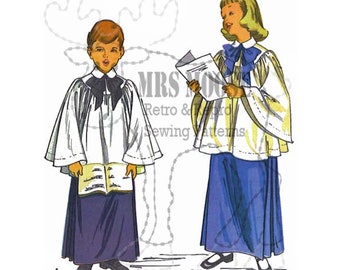 1950's Girls' and Boys' Church Choir Cotta and Skirt LARGE Modern Reproduction