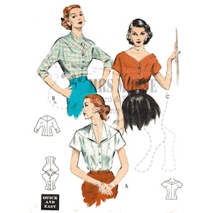 1950's Sleeveless Blouse PDF Sewing Pattern - Bust 36 - Etsy