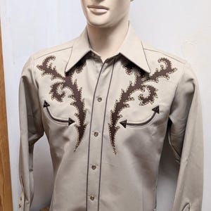 H BAR C California Ranch wear country and western cowboy vintage shirt with awesome applique embroidery