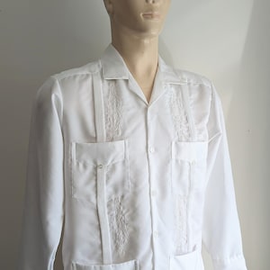 Vintage Original Guayabera Men's Shirt Long Sleeved in a Crisp White ...