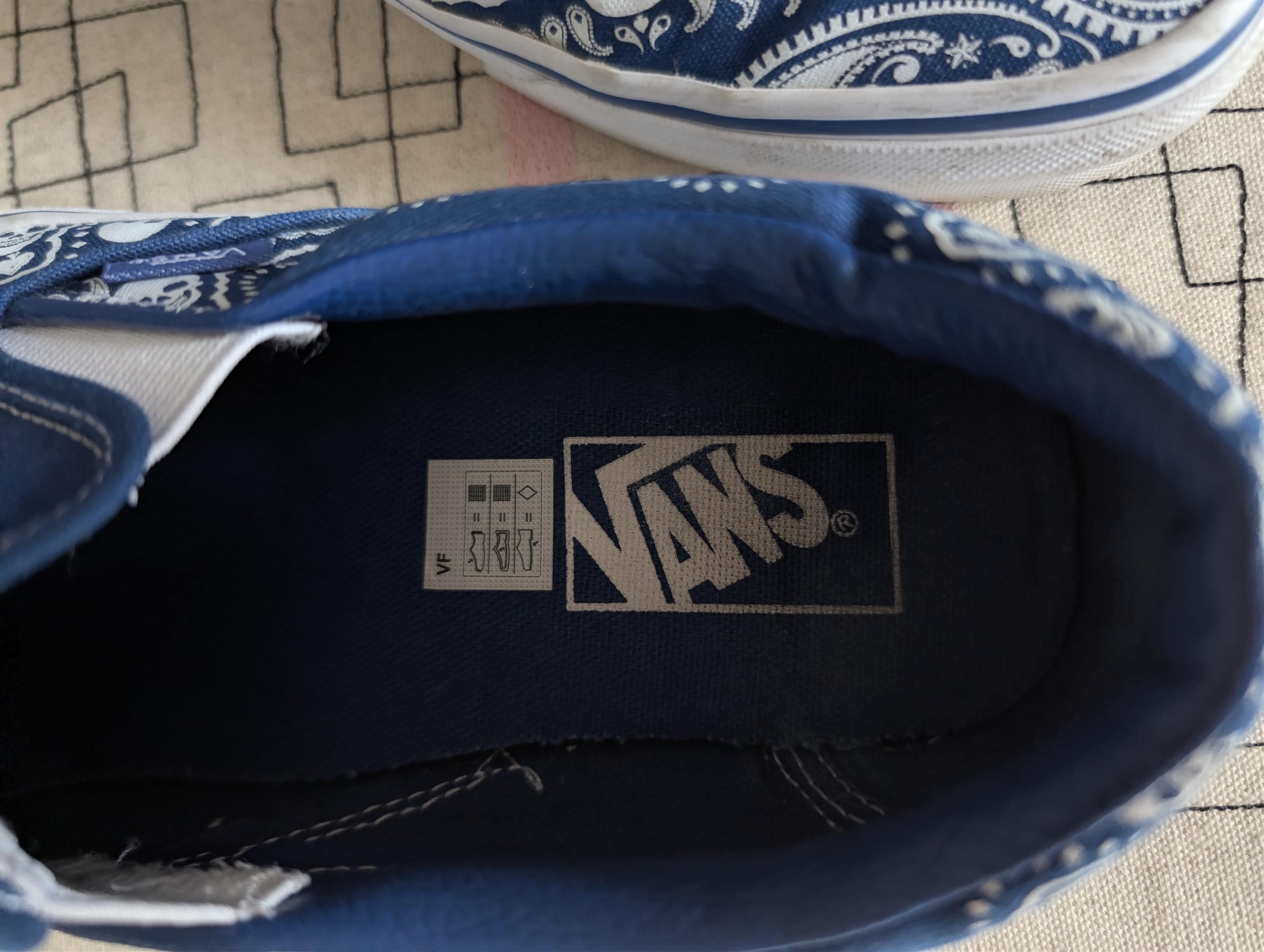 Vans Blue Skull Bandana Print Classic Slip-on Trainers Rockabilly