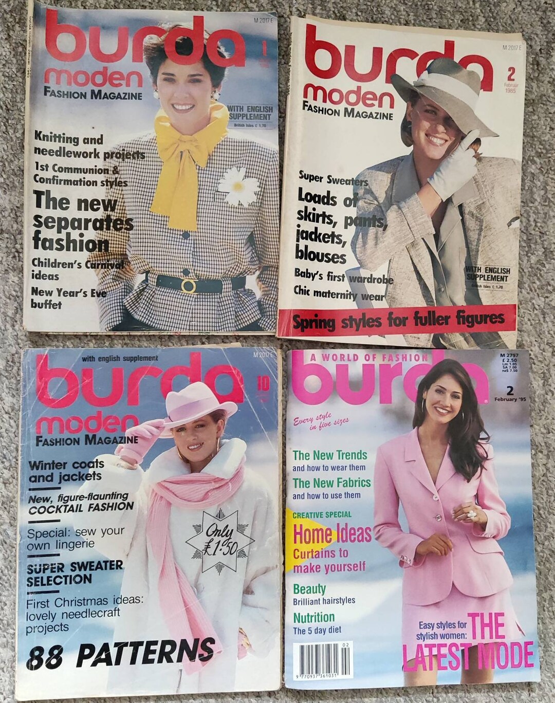 Vintage 1980's 1990 BURDA Sewing Magazines - Many Easy Sew