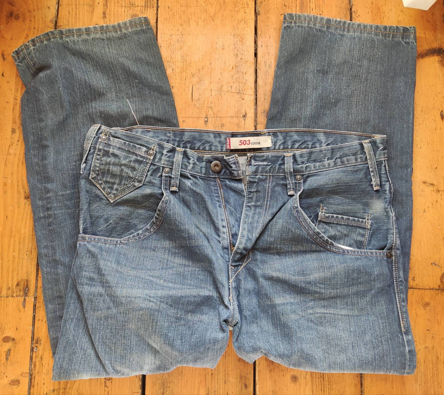 Vintage Worn in Levi's Jeans 503 RARE Pockets 36w Short - Etsy