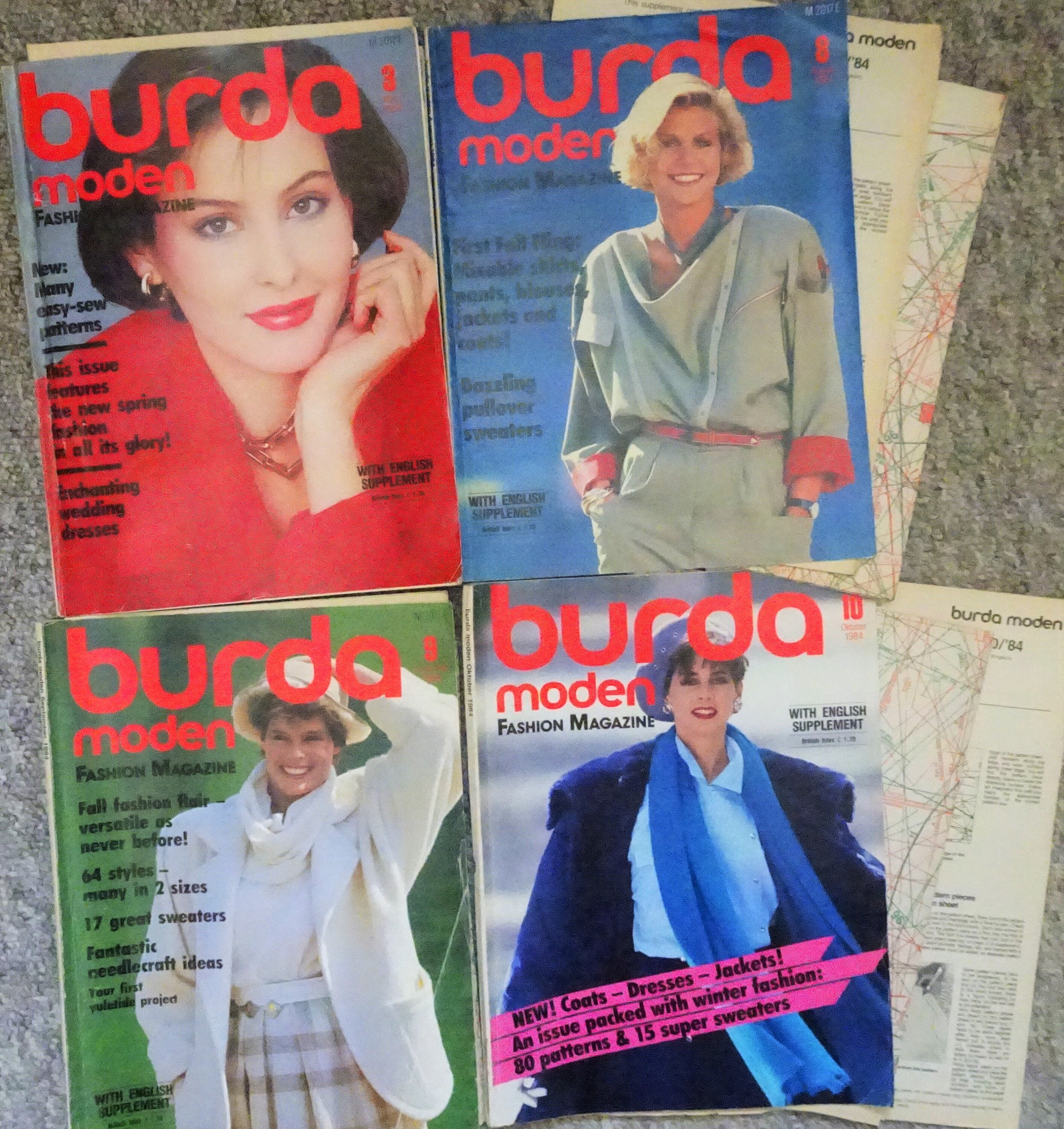 Vintage 1980's BURDA Sewing Magazines From 1984 - Many Easy