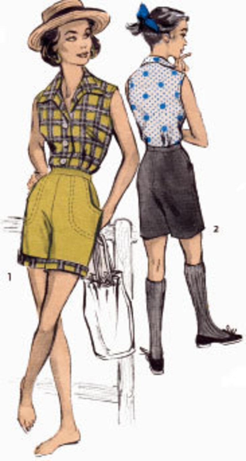 Repro vintage ROCKABILLY SHORTS sewing pattern paper copy 28waist 11 image 2