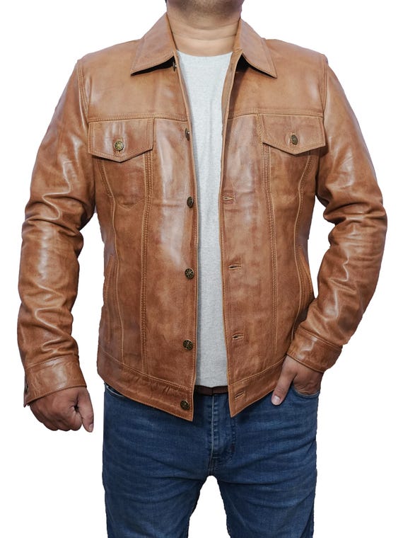 Mens Customized Costume Shirt Collar Trucker Moto Biker Cafe Racer