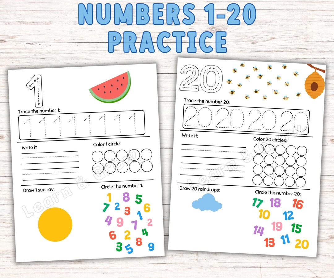 Numbers 1-20 Tracing Worksheets Bundle: Toddler and Preschool Early ...