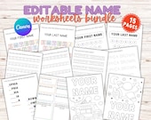 Editable Name Tracing Worksheets Pack: Preschool Name Practice (Canva Template - Digital Download