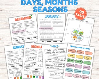 Days, Months & Seasons Practice: Preschool Printable Worksheets (PDF Download)