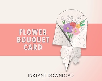 Printable Flower Bouquet Card: Mother's Day Craft (Digital Download)
