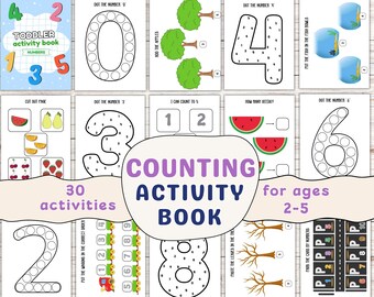 Toddler Counting Activity Book: 30 Number Recognition Worksheets (Digital Download)