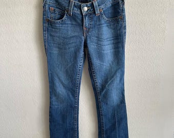 TRUE RELIGION Vintage Becky Bootcut Low Rise Blue Denim Jeans Womens 28