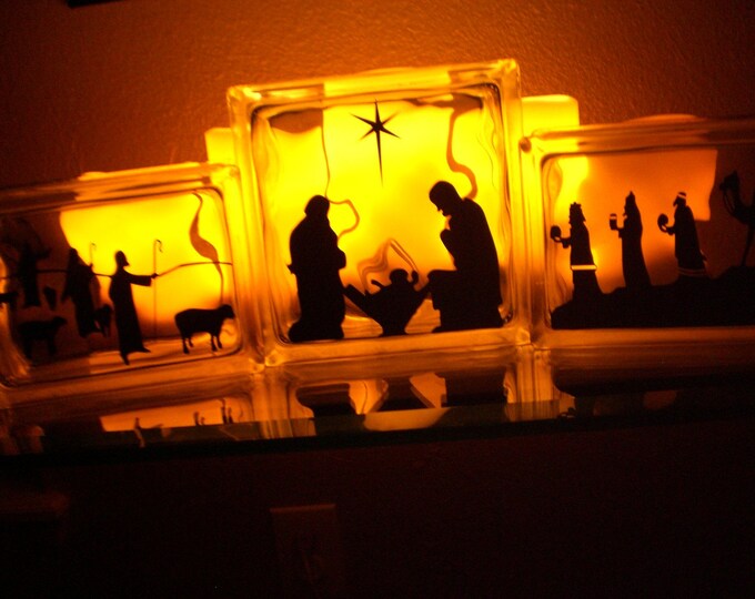 Glass Block Nativity Scene Etsy