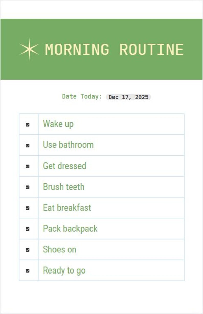 Morning Routine Chart for ADHD | Visual Daily Schedule | Printable PDF ...