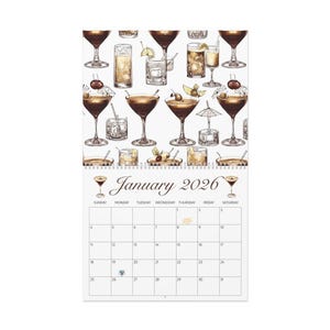 Cocktail Wall Calendar 2026 - Fun Drink Art, Perfect for Home Decor, Bar Lovers Gift, New Year, Party Planning, Monthly Organizer