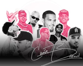 Collage de Chris Brown PNG: Diseño de camiseta gráfica vintage (descarga digital)