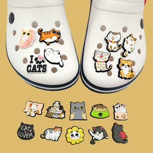 Cute Cat Series Croc Charms - Cute Cartoon Shoe Accessories for Girls Teens,  Cartoon Croc Charms