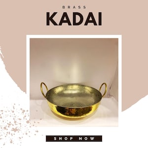 Brass Kadai & cooking pot and Wok - Premium Indian Cookware ,Brass Cooking Pot for Deep Frying, Authentic Indian handicraft