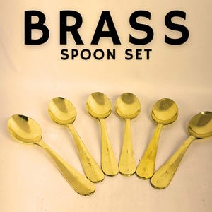 Pure Brass Spoon Set | Brass Scoop for Dining | Handcrafted Traditional Design | Perfect for Gifting & Elegant Serving
