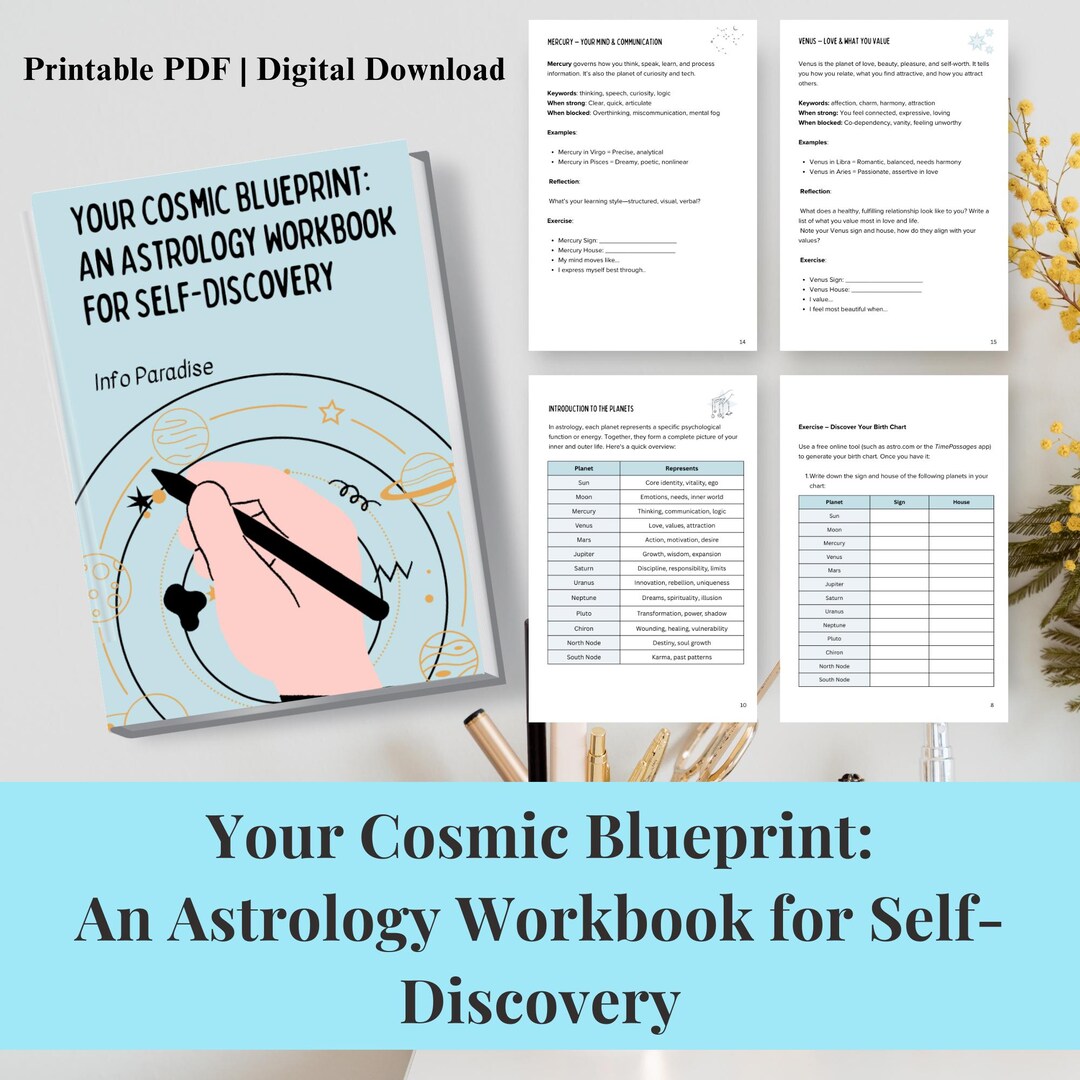 Astrology Workbook + Cheat Sheet Bundle: Beginner's Birth Chart (PDF ...