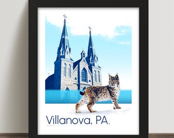 Villanova Framed Art Print, Home Decor, Modern Design, Gift for Villanova Graduates and Students, Villanova Wildcats