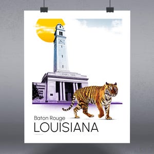 Baton Rouge Louisiana Art Print, Unframed