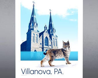 Villanova, PA. Art Print, Villanova University, Home Decor, Modern Design, Villanova University Graduates and Students, Villanova Wildcats