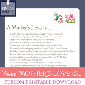 PRINTABLE POEM Mother&#39;s day greeting card verses Mom gift from daughter A Mother&#39;s Love poetry wall decor Mom quotes Celebrate motherhood