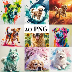 20 cliparts de chien et de chiot de haute qualité : cool, mignon et astucieux ! (Téléchargement numérique) - parfait pour les créations de cartes et de papier, lot de cliparts, Cricut
