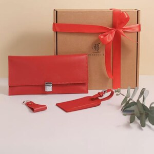 Set d'accessoires de voyage en cuir Santiago - BN-set-travel-11-red