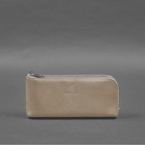 Portefeuille en cuir avec fermeture éclair 14,0 beige clair - BN-PM-14-beige-clair