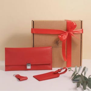 Set d'accessoires de voyage en cuir Santiago - BN-set-travel-11-red