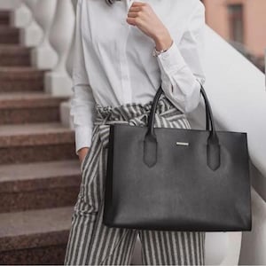 Leder Damentasche Shopper schwarz Blackwood - BN-BAG-27-bw