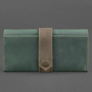 Leather women's wallet 3.0 green with brown - BN-PM-3-iz-o