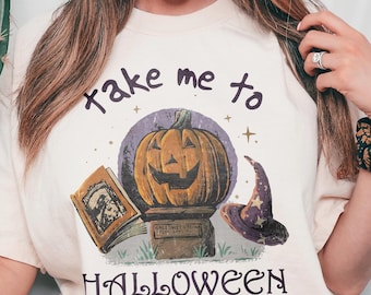 Gruselig-gemütliches Saison-Shirt, süßes Geister-Kürbis-Kaffee-T-Shirt, Retro-Herbstcafé-T-Shirt mit Herbstgrafik, Vintage-Halloween-Top mit schaurig-süßem Touch