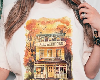 Halloweentown Shirt, Vintage Haunted House Tee, Retro Halloween Town Shirt, Spooky Fall Aesthetic Top, Pumpkin Graphic Trick Or Treat Outfit