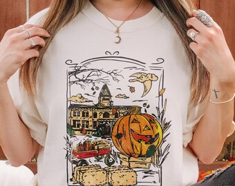 Halloweentown Shirt, Vintage Pumpkin Patch Graphic Tee, Retro Haunted House TShirt, 1998 Halloween Town Top, Spooky Fall Festival Outfit
