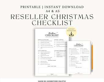 Lista di controllo per rivenditori di Natale / Foglio di preparazione per le festività del quarto trimestre stampabile / PDF A4 + A5