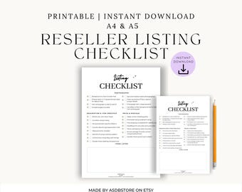 Reseller Listing Checklist: eBay, Vinted, Depop, Etsy Guide (A4/A5 Digital Download)