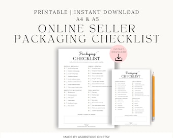 Packaging Checklist for Resellers & Small Businesses | Printable A4 + A5 PDF | Shipping Supplies Inventory Tracker