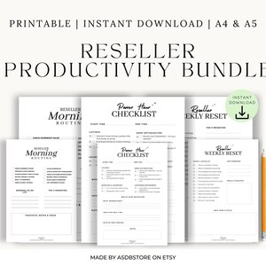 Productiviteitskit voor wederverkopers | Routinematige en wekelijkse resetbundel (afdrukbare pdf A4/A5)