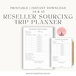 Reseller Sourcing Trip Planner: eBay, Depop, Poshmark, Vinted (A4/A5 PDF)