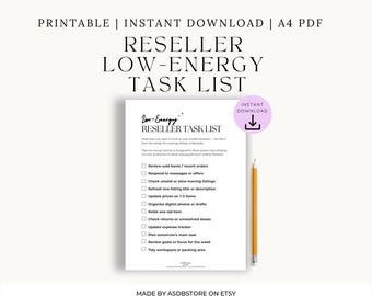 Low-Energy Reseller Task List | Printable Checklist for Quiet Workdays | A4 PDF