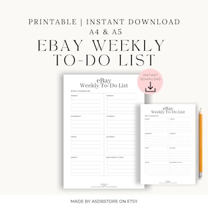 eBay Seller To-Do List: Weekly Reseller Planner (Digital Download)