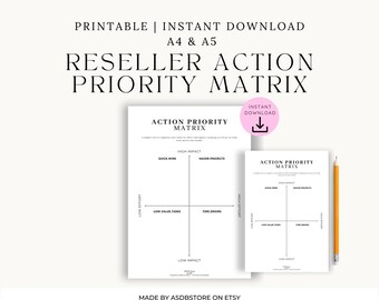 Matrice di priorità delle azioni del rivenditore / Pianificatore di priorità delle attività / PDF A4 e A5