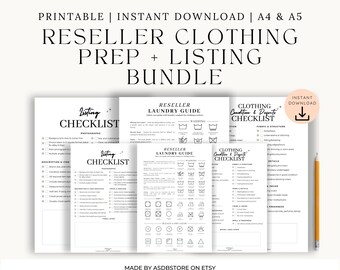 Laundry, Prep + Listing Kit for Resellers | Clothing Checklist Bundle (A4 + A5 PDFs)